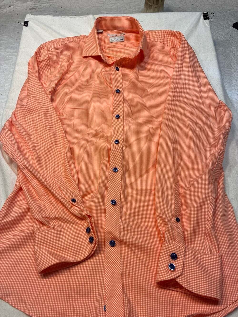 Twillory Non-Iron Safe Cotton Tailored Fit Gingham Shirt 16.5 34/35
